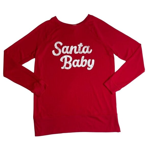 Isabel Maternity Shirt Top‎ Large Santa Baby Holiday Christmas Red Women's NEW - Picture 1 of 6